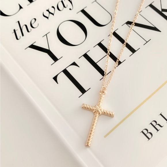 Gold Cross Pendant Necklace - Picture 6 of 7